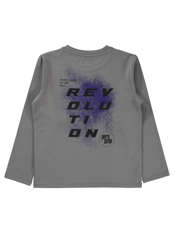 Pierre Cardin Sırtı Revolutıon Baskılı 6-9 Yaş Sweatshirt - Gri