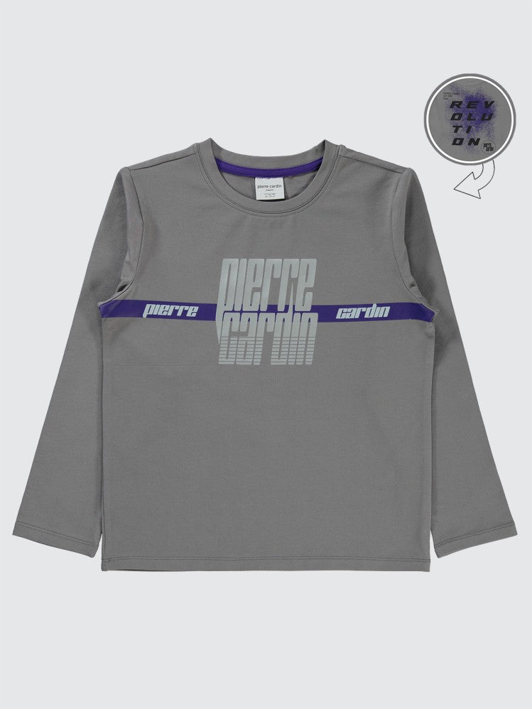 Pierre Cardin Sırtı Revolutıon Baskılı 6-9 Yaş Sweatshirt - Gri