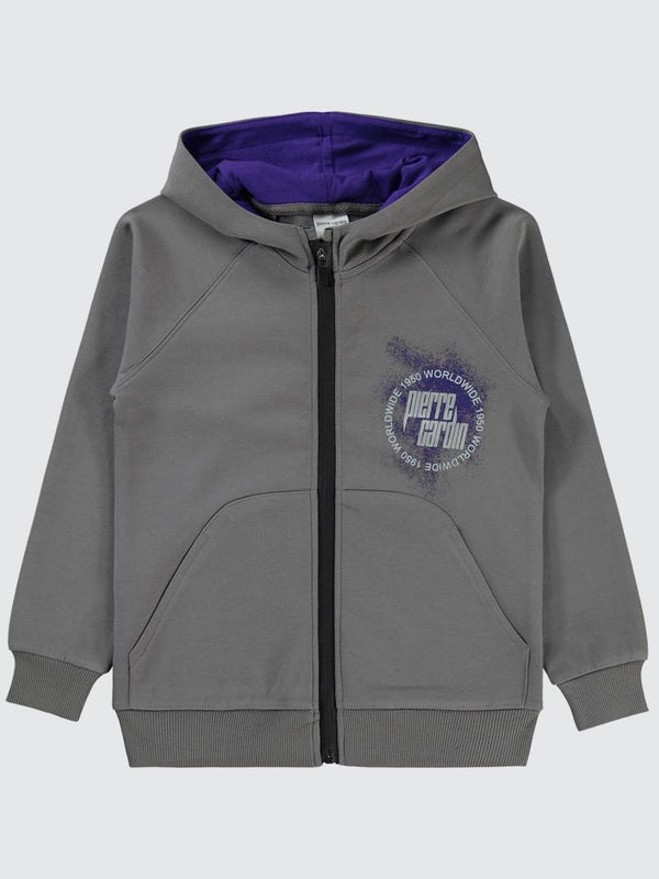 Pierre Cardin 1950 Worldwıde Baskılı 6-9 Yaş Hırka - Gri