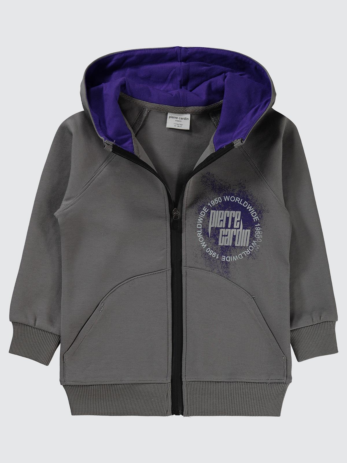 Pierre Cardin 1950 Worldwıde Baskılı 2-5 Yaş Hırka - Gri