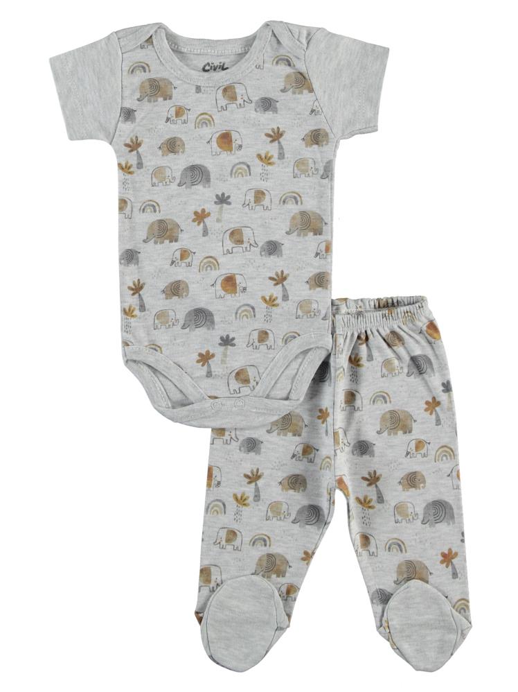 Civil Baby Erkek Bebek 6'lı Zıbın Setleri 0-1 Ay - Gri