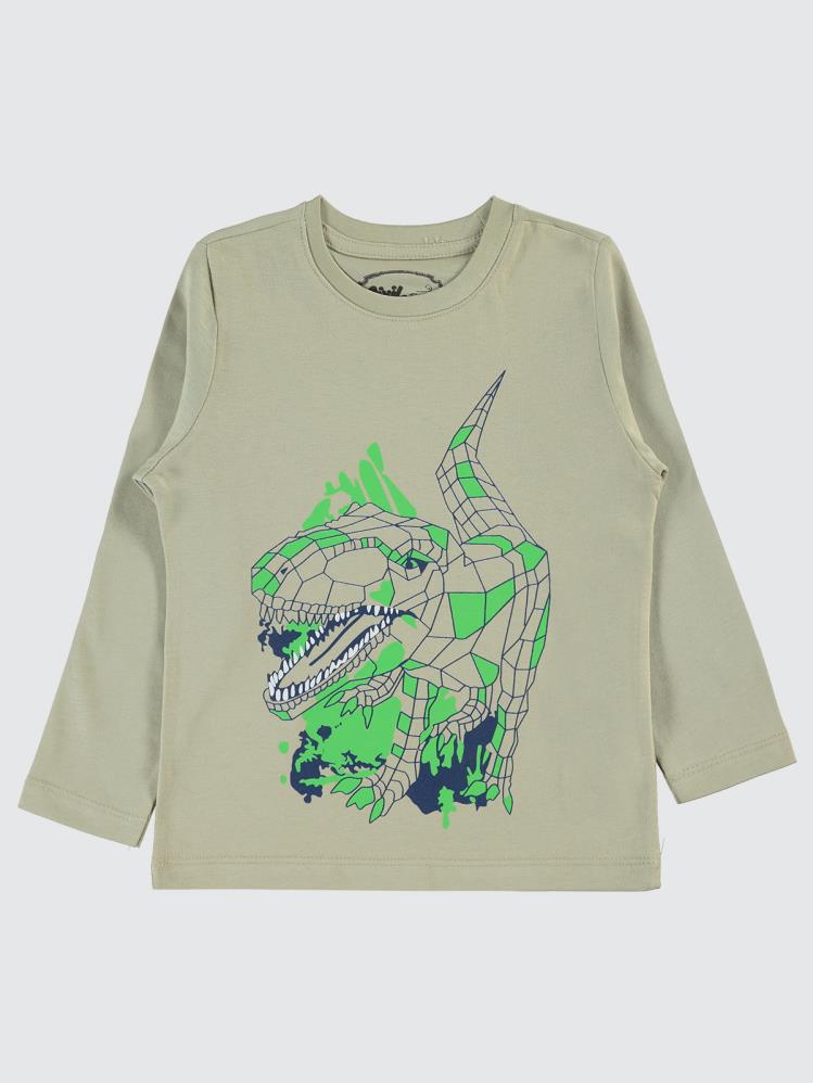 Civil Boys Geometrik Dino Baskılı 2-5 Yaş Sweatshirt - Yeşil