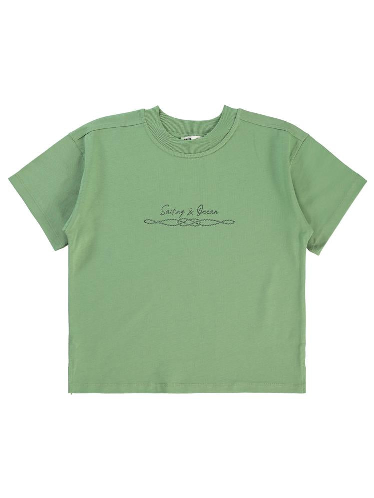 Civil Boys Sailing Baskılı Oversize 10-13 Yaş Tişört - Haki