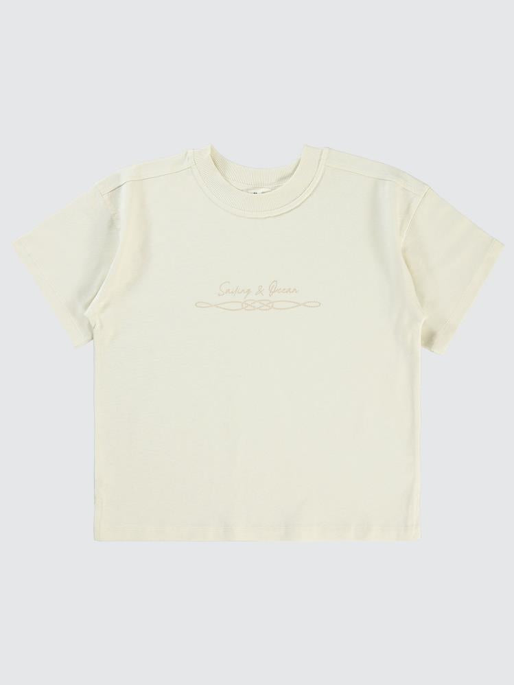 Civil Boys Sailing Baskılı Oversize 6-9 Yaş Tişört - Fil Dişi