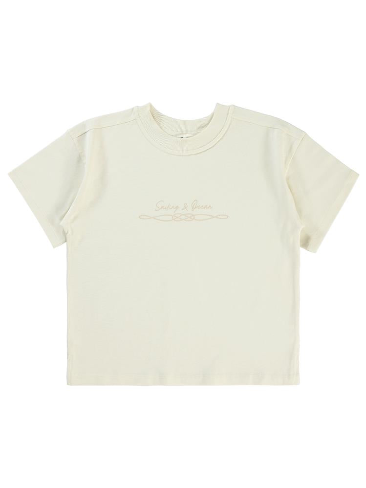 Civil Boys Sailing Baskılı Oversize 10-13 Yaş Tişört - Fil Dişi