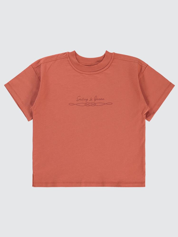 Civil Boys Sailing Baskılı Oversize 6-9 Yaş Tişört - Turuncu