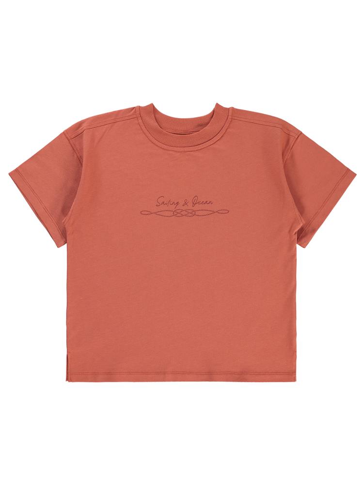 Civil Boys Sailing Baskılı Oversize 10-13 Yaş Tişört - Turuncu