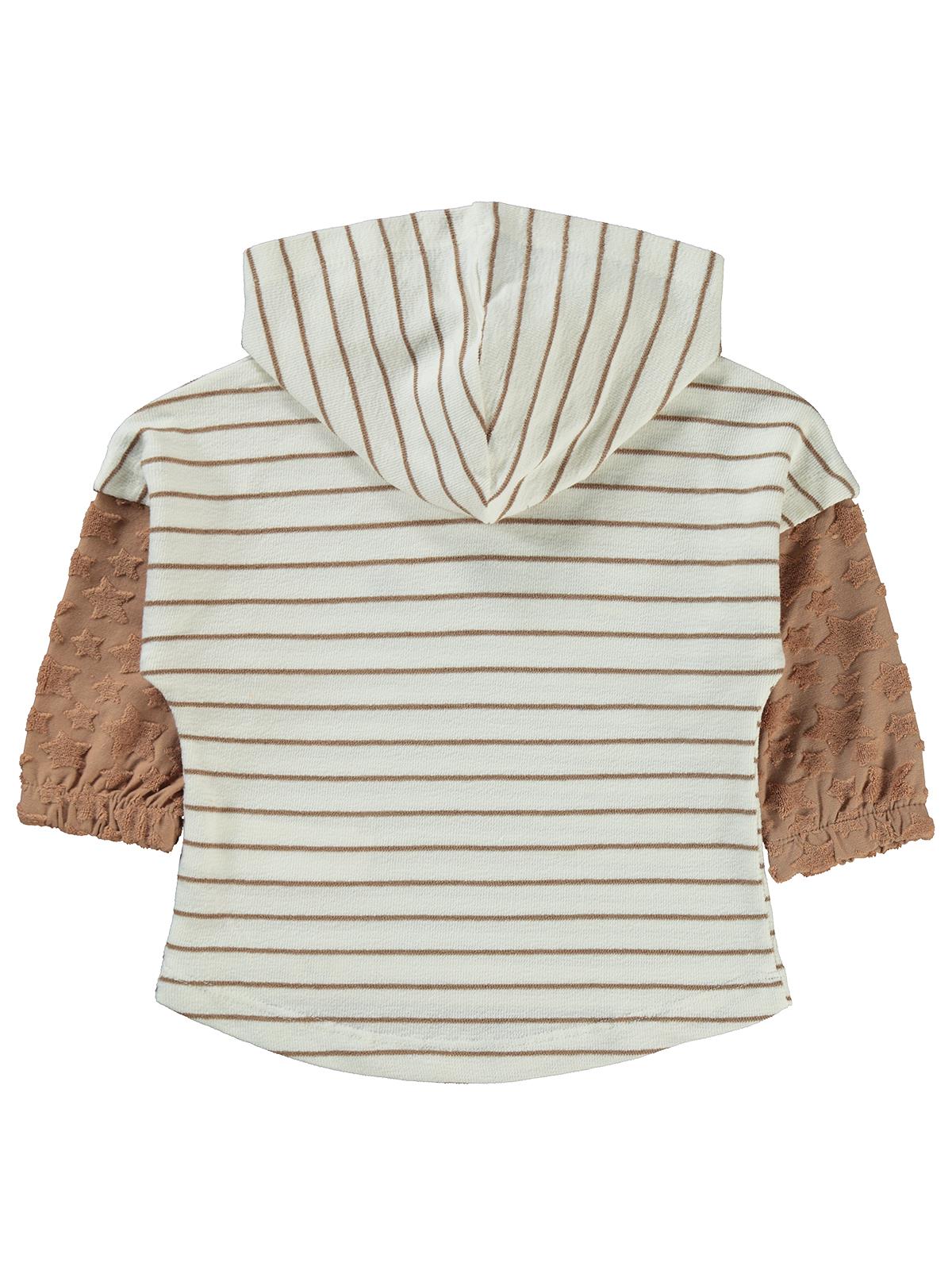 Civil Boys Yıldız Baskılı Çizgili Kapşonlu 2-5 Yaş Sweatshirt - Kahverengi