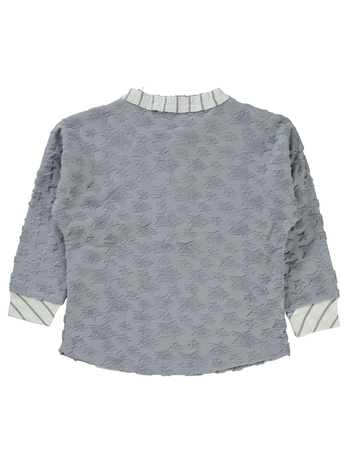 Civil Erkek Çocuk Yıldız Baskılı Düğmeli Sweatshirt | Okul Kreş ve Günlük Kullanım - Mavi