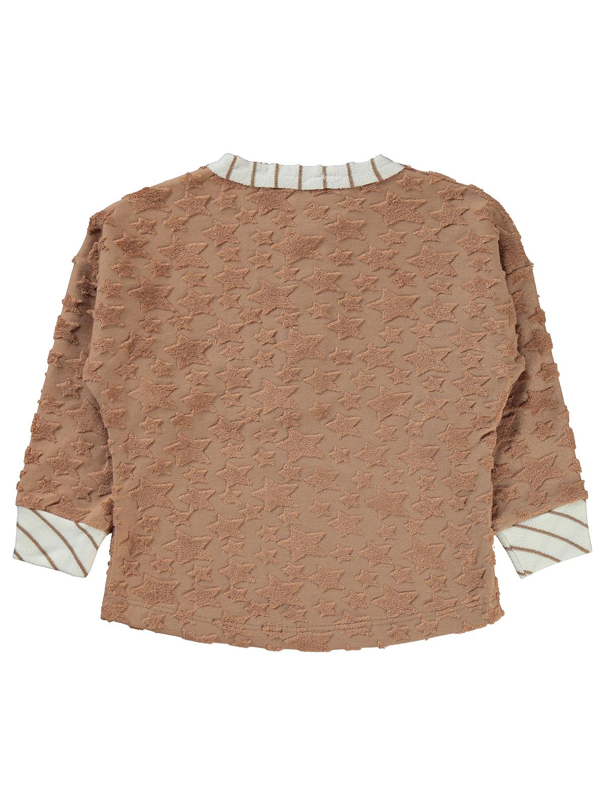 Civil Erkek Çocuk Yıldız Baskılı Düğmeli Sweatshirt | Okul Kreş ve Günlük Kullanım - Kahverengi