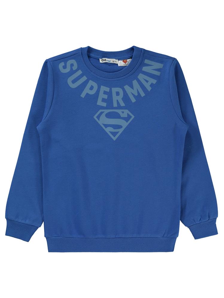 Superman Baskılı 10-13 Yaş Sweatshirt - Mavi