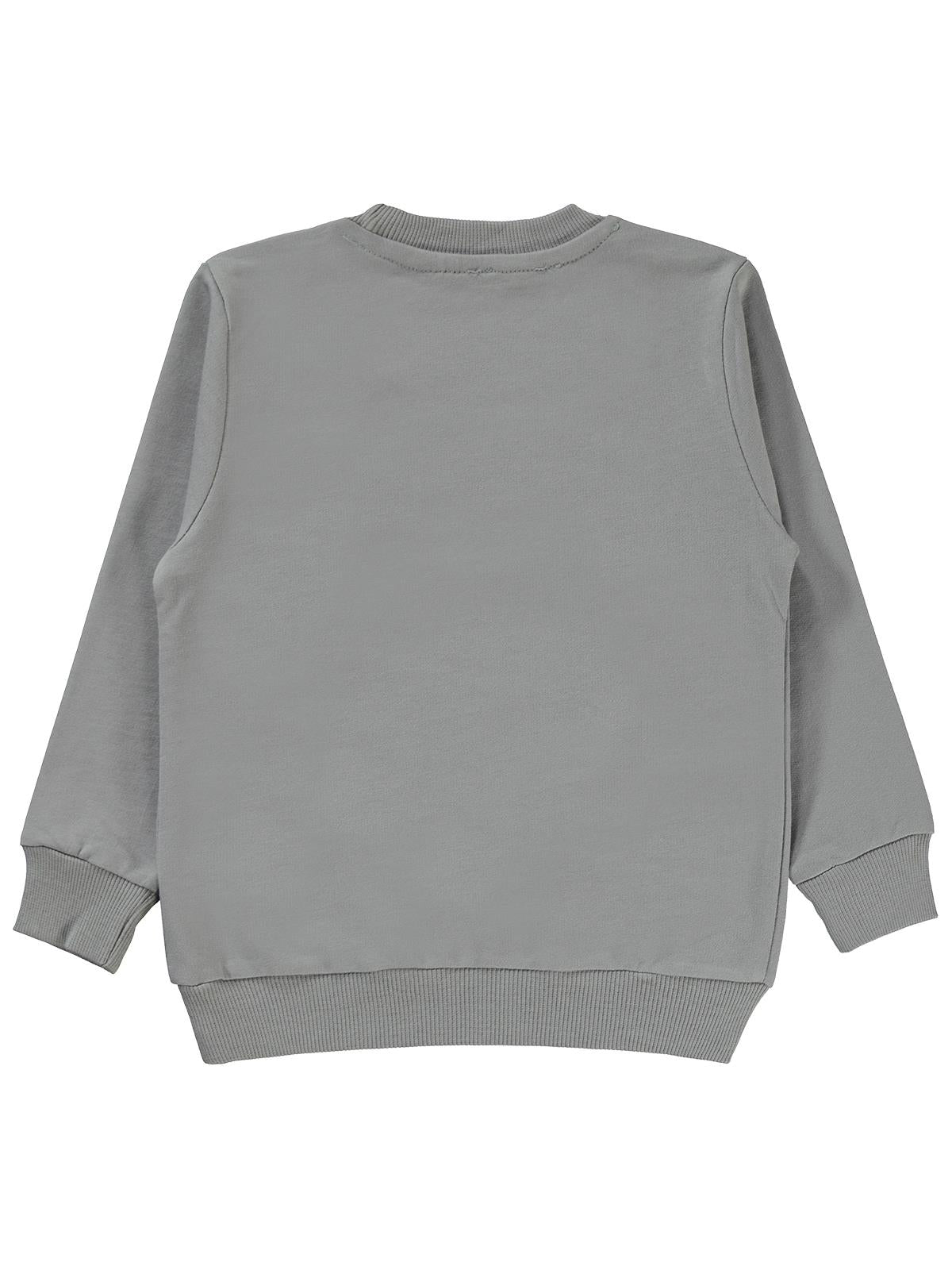 Ben10 Baskılı Sweatshirt | 2 İp Uzun Kol Bisiklet Yaka Baskılı | Okul Kreş ve Günlük Kullanım - Gri