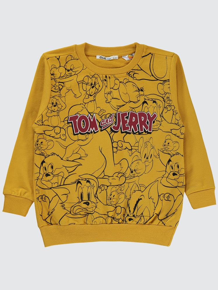 Tom And Jerry Baskılı 2-5 Yaş Sweatshirt - Hardal