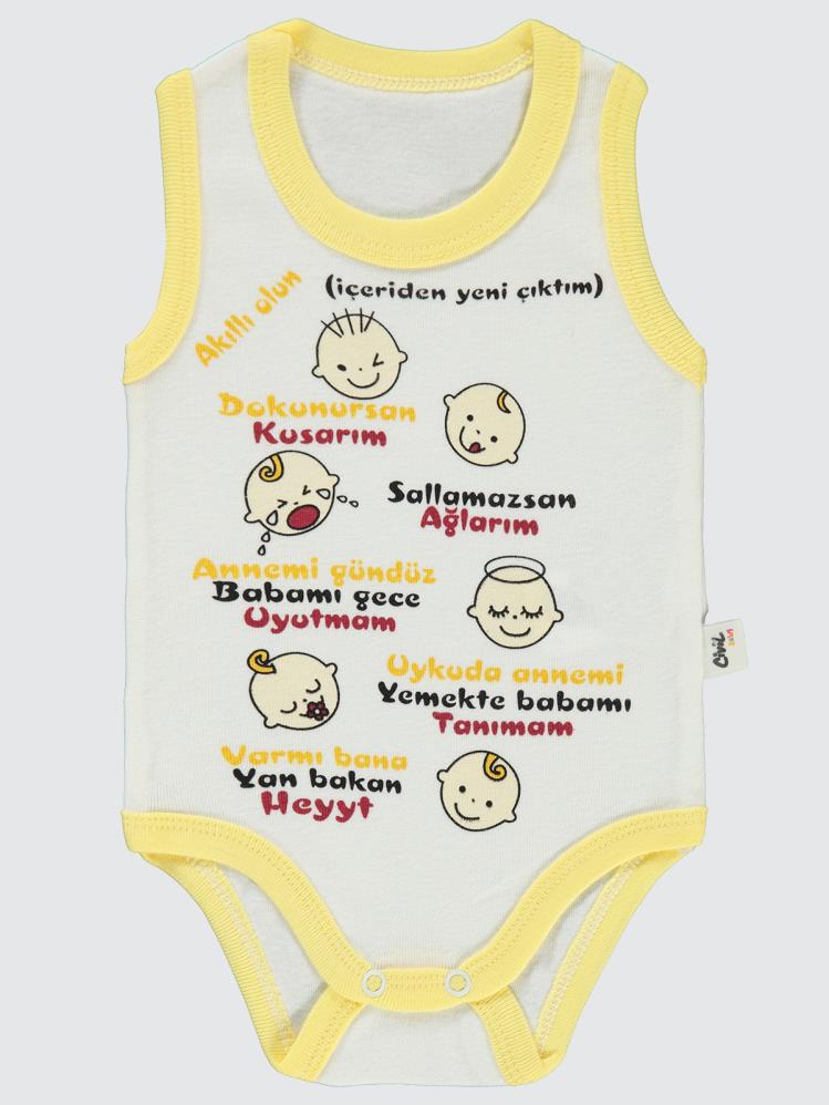 Civil Baby Akıllı Olun Baskılı Sfr.Kol1-36 Ay Çıtçıtlı Badi - Sarı
