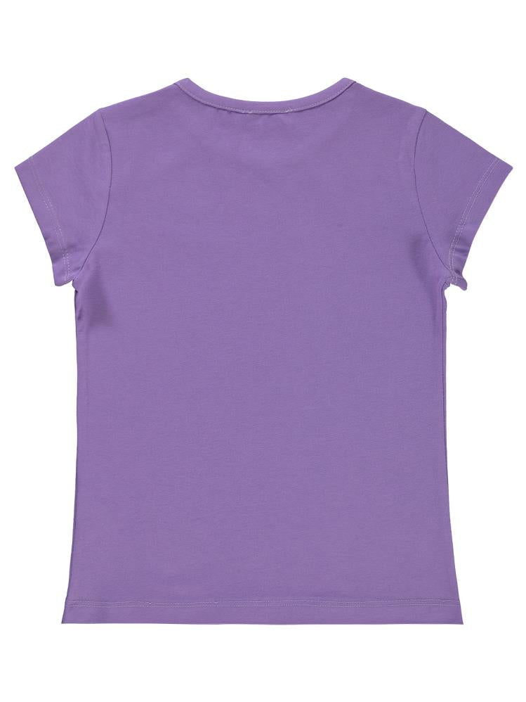 Civil Girls Kelebek Baskılı 6-9 Yaş Tişört - Lila