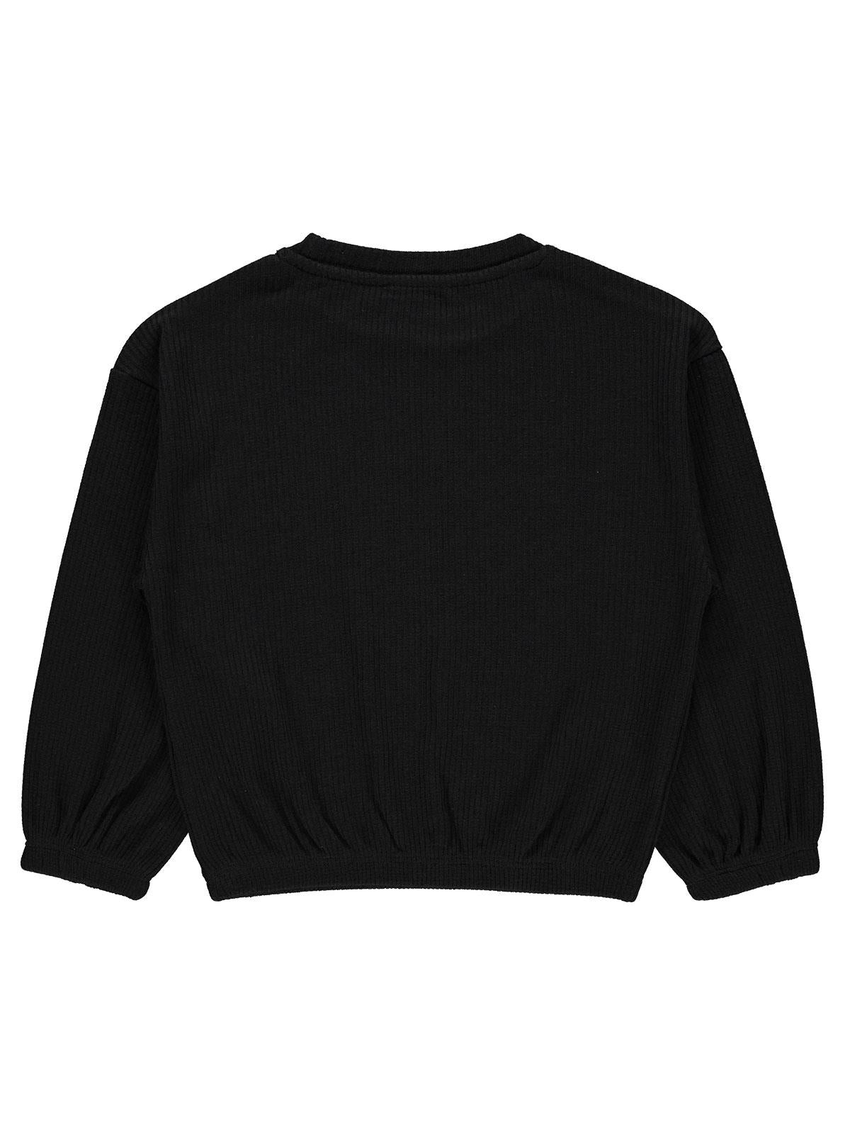 Civil Kız Çocuk Freedom Blou Baskılı Sweatshirt | Likralı Süprem | Okul Kreş ve Günlük Kullanım - Siyah