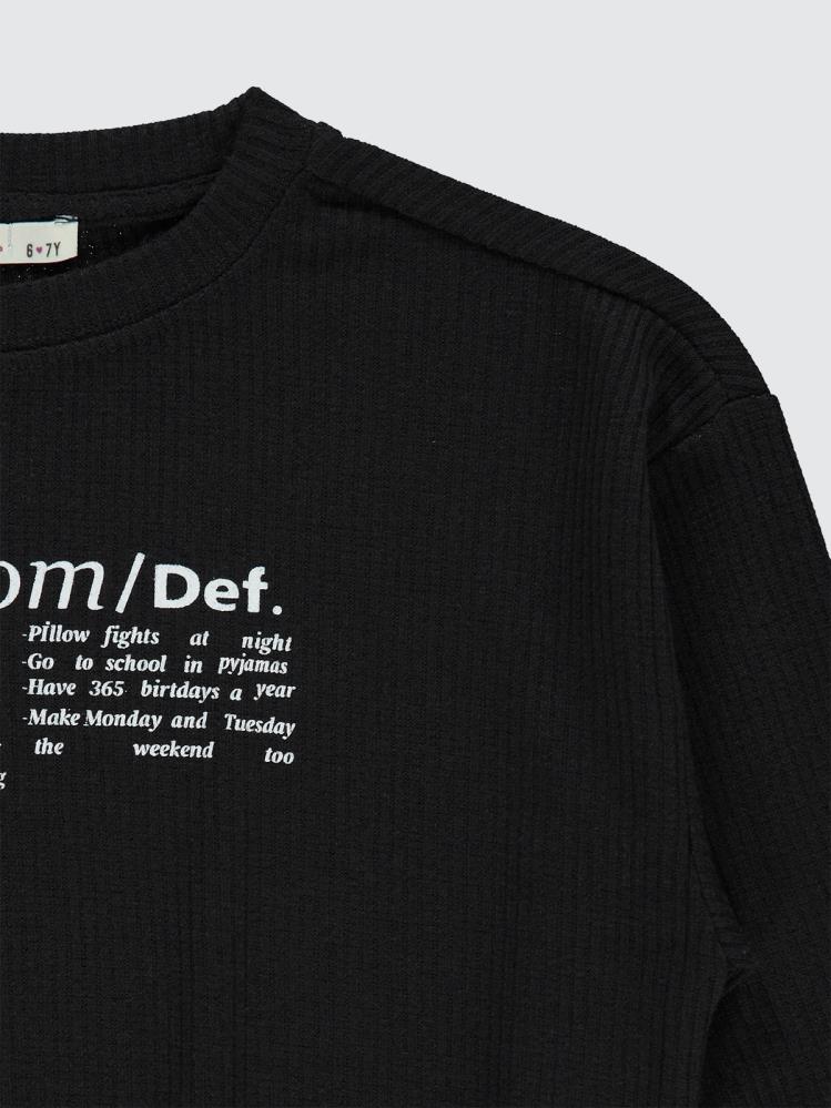 Civil Girls Freedom Blou Baskılı 6-9 Yaş Sweatshirt - Siyah