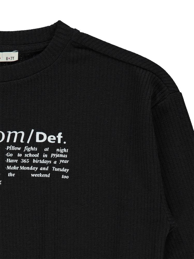 Civil Girls Freedom Blou Baskılı 6-9 Yaş Sweatshirt - Siyah
