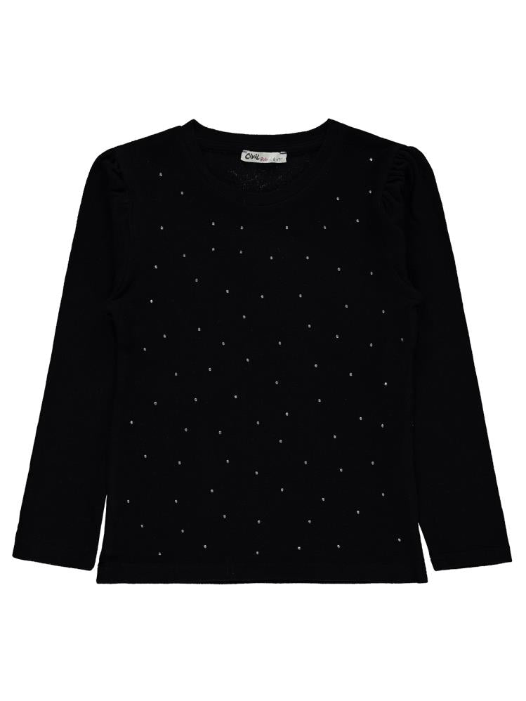 Civil Girls Stras Blouse 6-9 Yaş Sweatshirt - Siyah