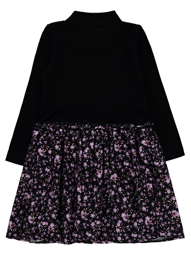 Civil Girls Çiçek Desenli 2-5 Yaş Elbise - Siyah