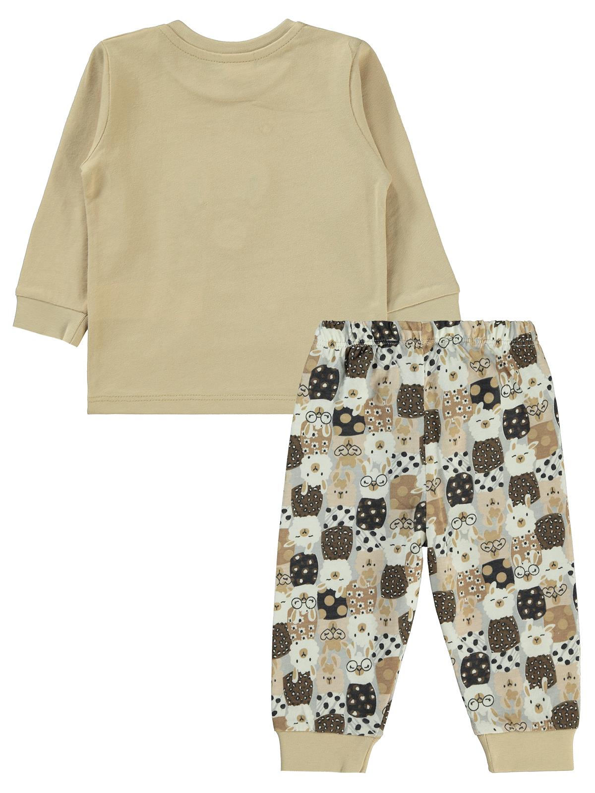 Civil Baby Lama Nakışlı 6-18 Ay Pijama Takımı - Kahverengi