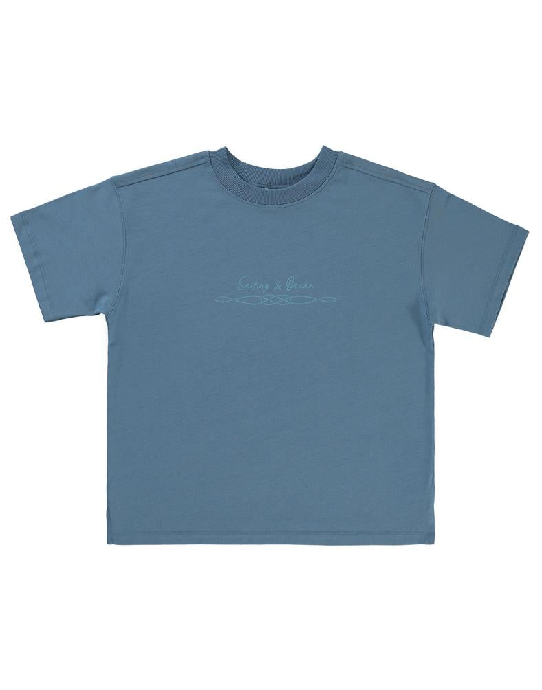 Civil Boys Sailing Baskılı Oversize 6-9 Yaş Tişört - Mavi