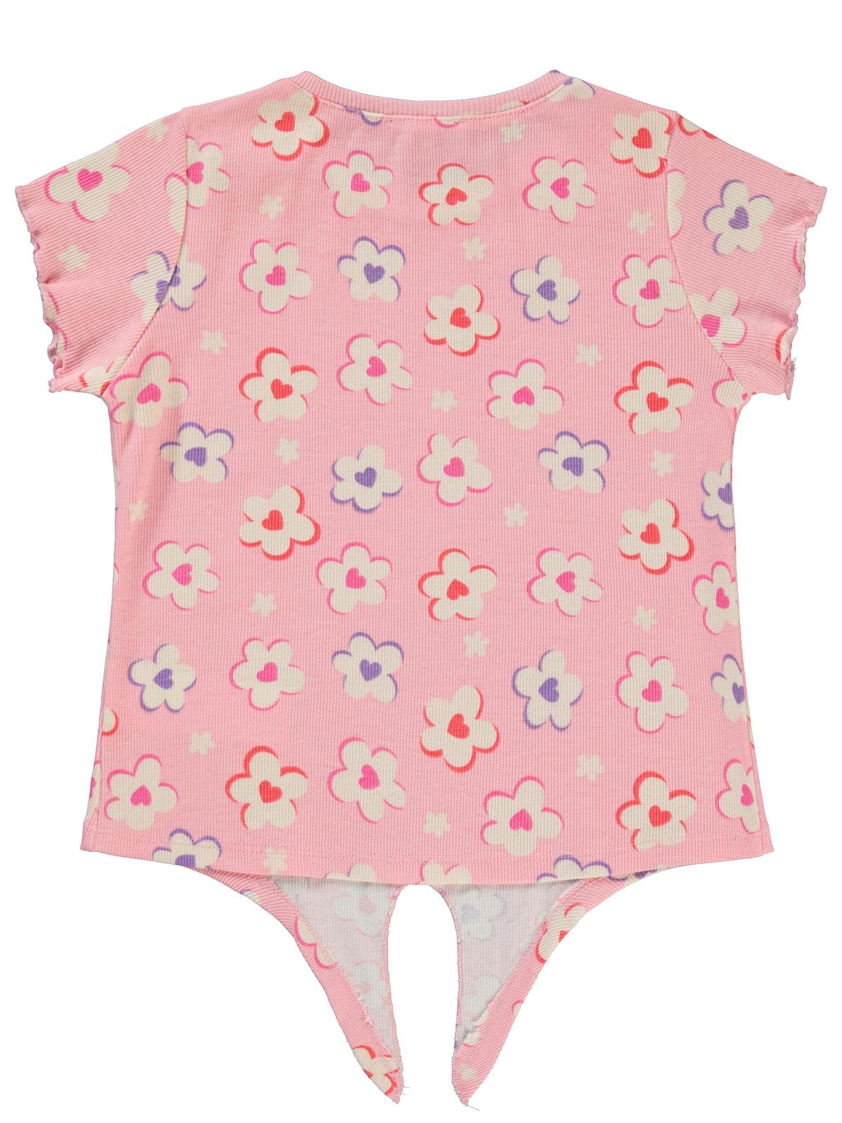 Civil Girls Çiçek Baskılı 6-9 Yaş Tişört - Pembe