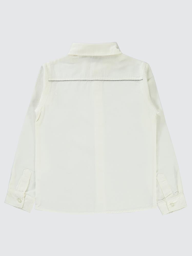 Pierre Cardin Patı Nakışlı 10-12 Yaş Gömlek - Ekru