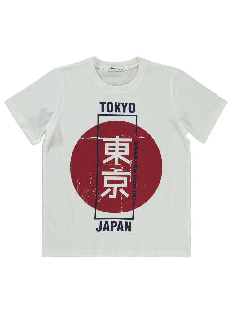 Civil Boys Tokyo Baskılı 10-13 Yaş Tişört - Ekru