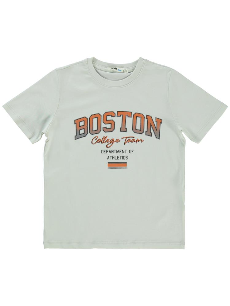 Civil Boys Boston Baskılı 6-9 Yaş Tişört - Gri