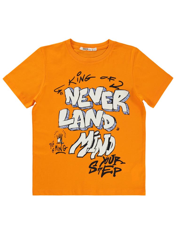 Civil Boys Never Land Baskılı 10-13 Yaş Tişört - Turuncu