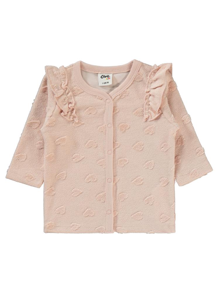Civil Baby Kalp Jakarlı 1-6 Ay Pijama Takımı - Pudra