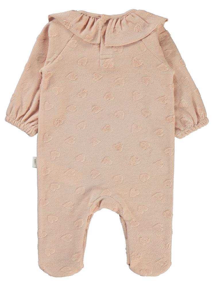 Civil Baby Kalp Jakarlı Patikli 1-6 Ay Tulum - Pudra