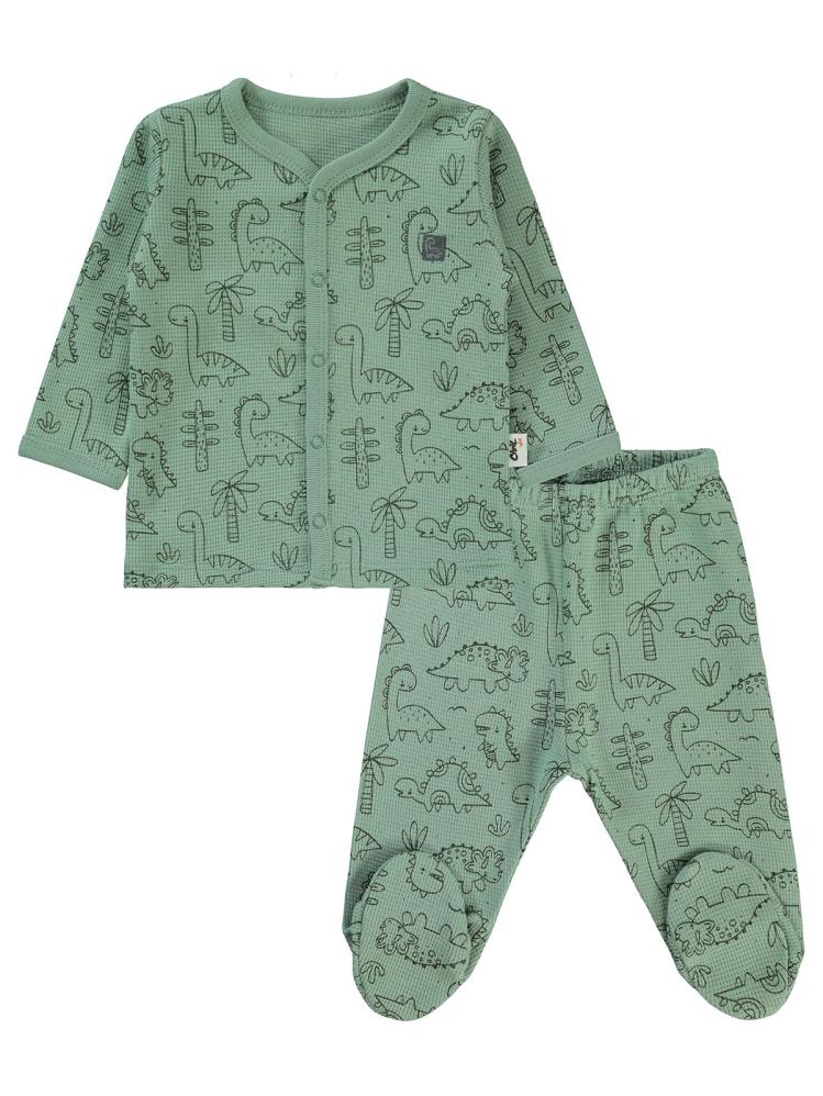 Civil Baby Dinozor Empirme 1-6 Ay Pijama Takımı - Haki