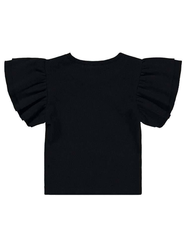 Civil Girls Volan Kollu 2-5 Yaş Tişört - Siyah
