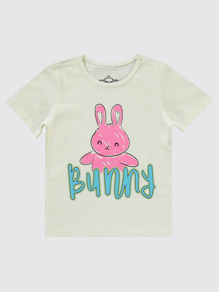Civil Girls Tavşan Baskılı 2-5 Yaş Pijama Takımı - Ekru