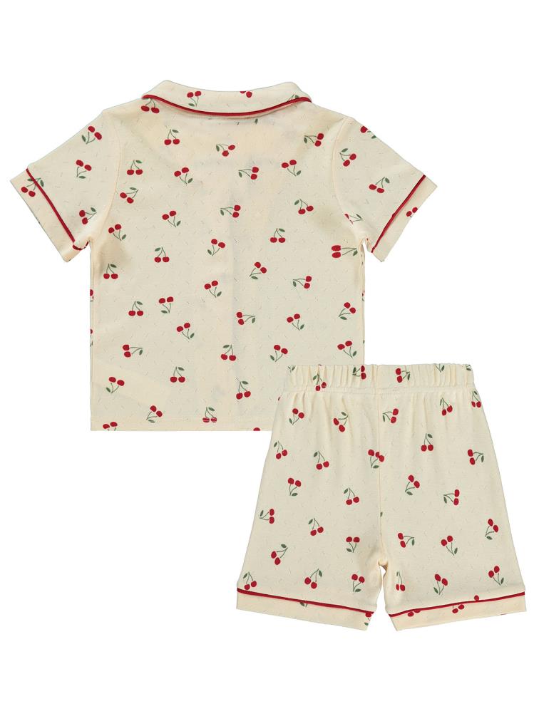 Civil Girls Kiraz Baskılı 2-5 Yaş Pijama Takımı - Fil Dişi