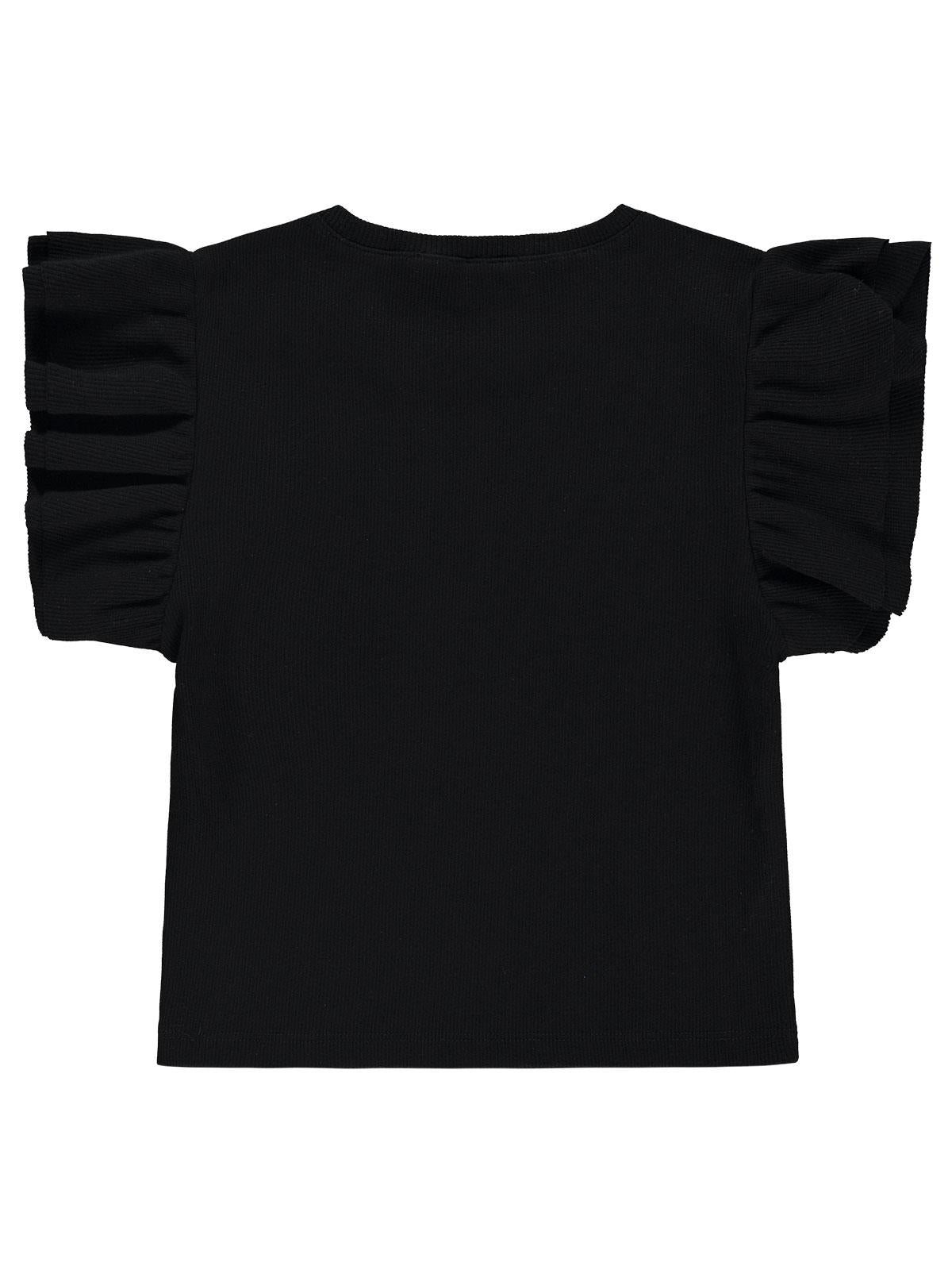 Civil Girls Volan Kollu 10-13 Yaş Tişört - Siyah