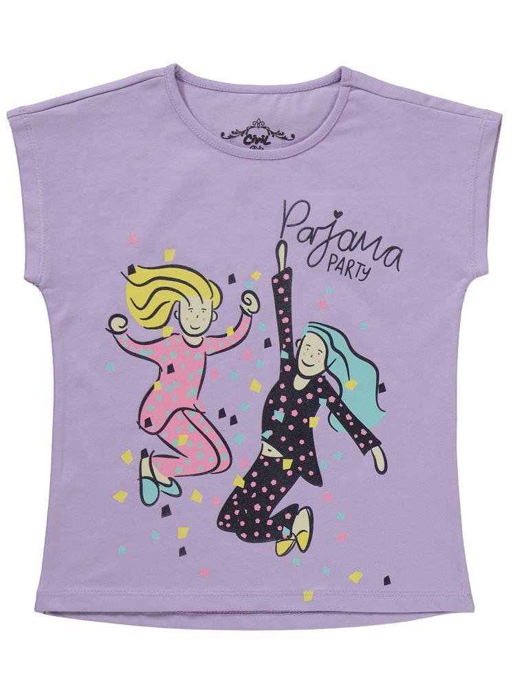 Civil Girls Party Baskılı 10-13 Yaş Pijama Takımı - Lila