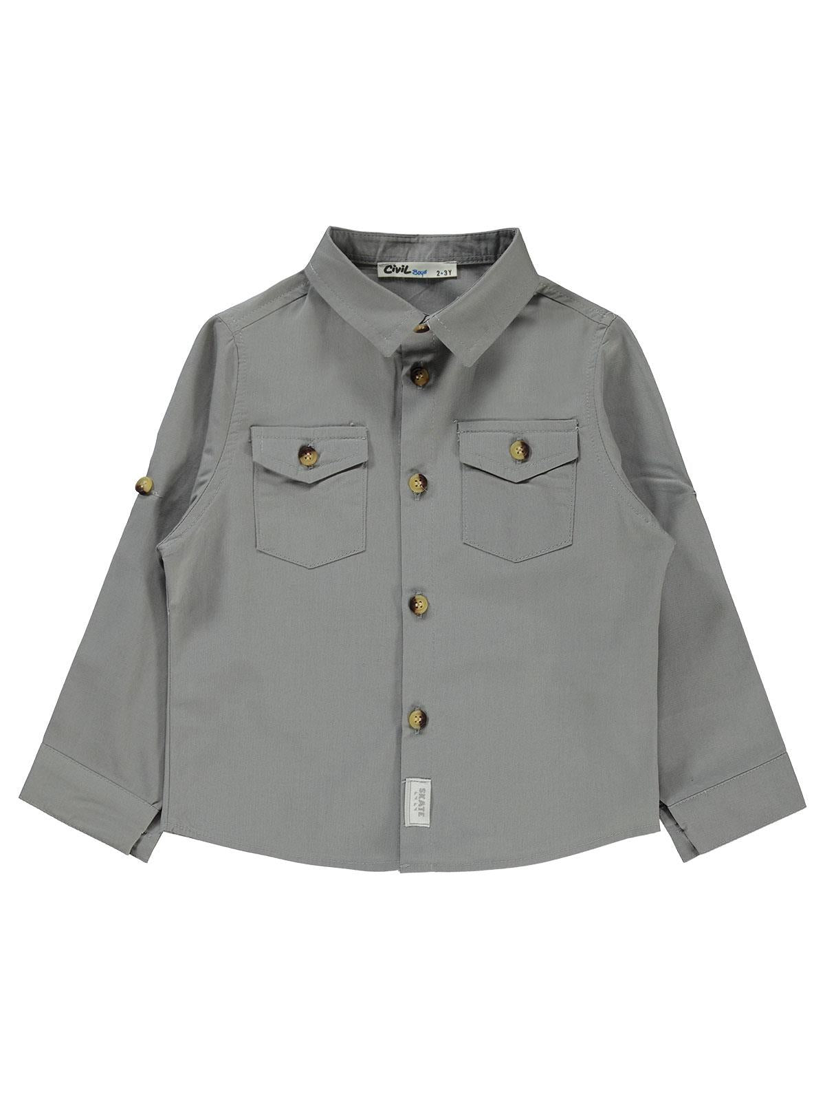Civil Boys Kapak Cepli Tişörtlü Gömlek 2-5 Yaş Gömlek - Gri