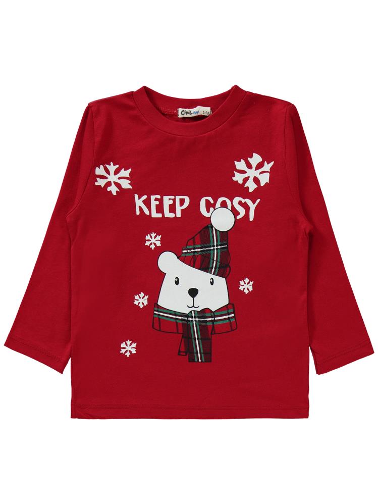 Civil Boys Keep Cosy Nakışlı 2-5 Yaş Pijama Takımı - Kırmızı