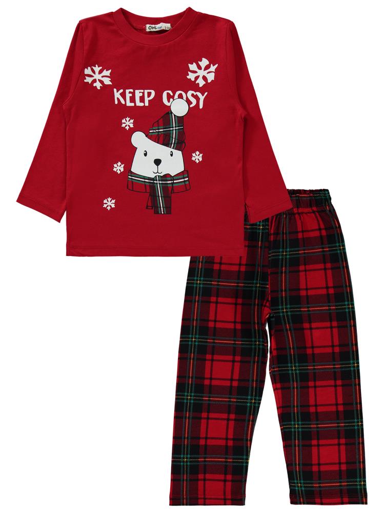 Civil Boys Keep Cosy Nakışlı 2-5 Yaş Pijama Takımı - Kırmızı