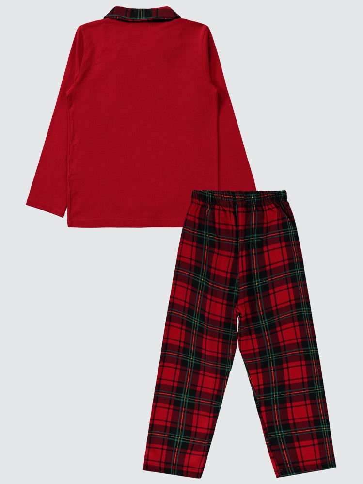 Civil Boys Ayıcık Baskılı Cepli 6-9 Yaş Pijama Takımı - Kırmızı