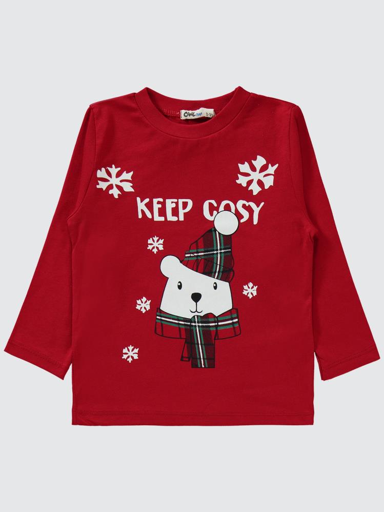 Civil Boys Keep Cosy Baskılı 2-5 Yaş Pijama Takımı - Kırmızı