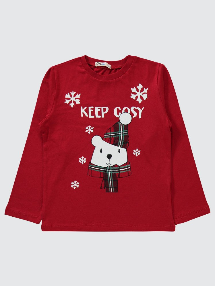 Civil Boys Keep Cosy Baskılı 6-9 Yaş Pijama Takımı - Kırmızı