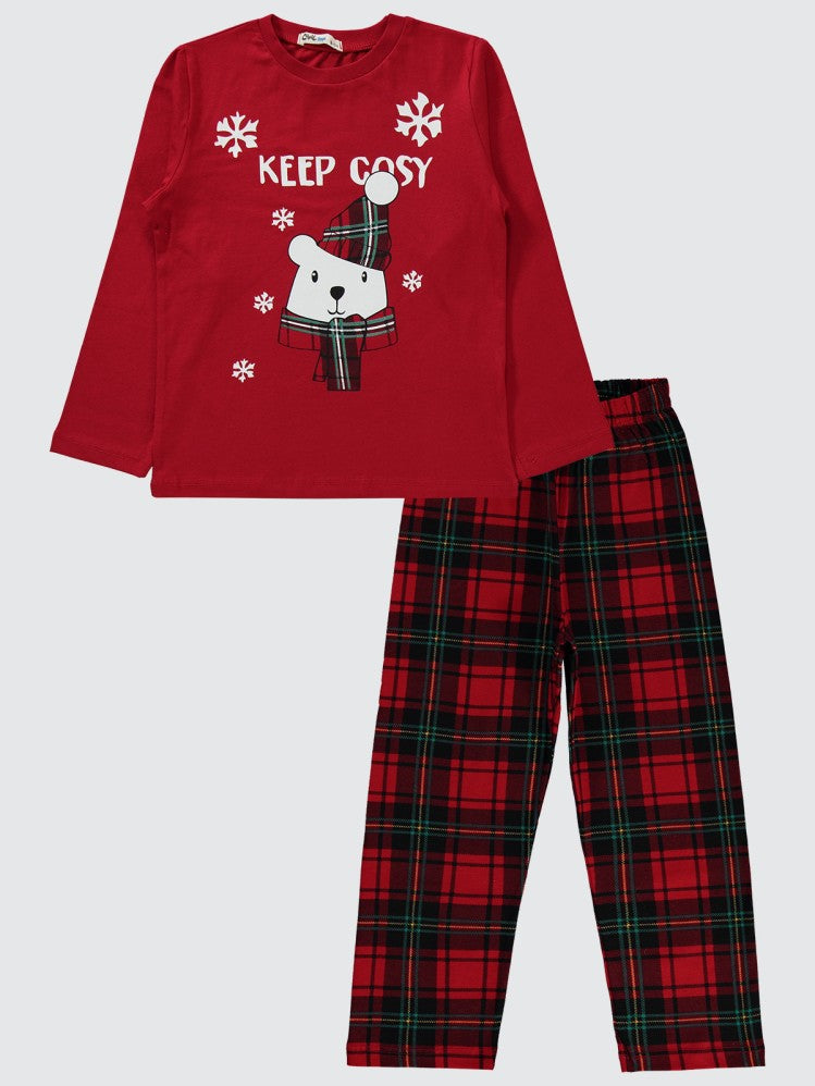 Civil Boys Keep Cosy Baskılı 6-9 Yaş Pijama Takımı - Kırmızı