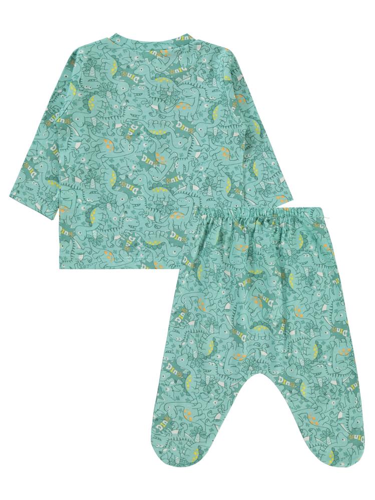 Civil Baby Dinazor Baskılı 1-6 Ay Pijama Takımı - Yeşil