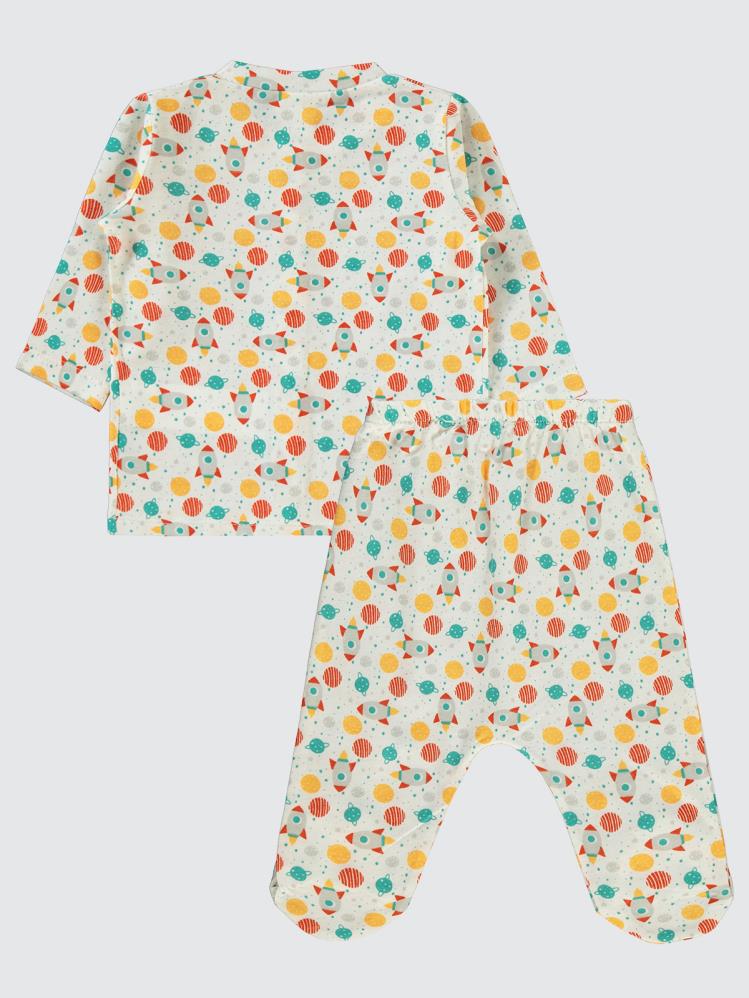 Civil Baby Uzay Araçları 1-6 Ay Pijama Takımı - Ekru