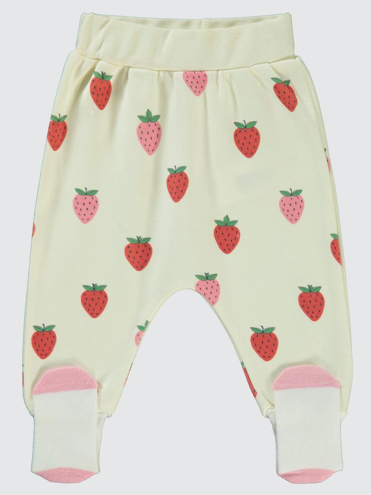 Civil Baby Çilek Baskılı 1-6 Ay Tek Alt Bebe - Ekru