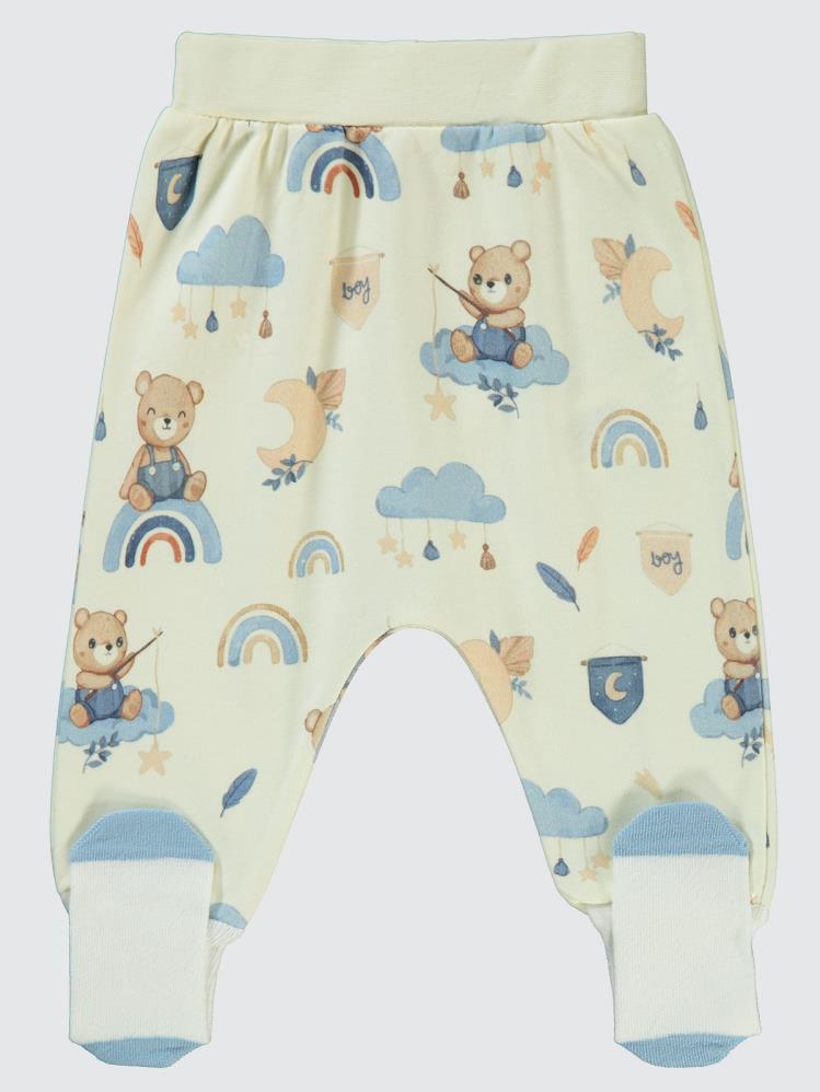 Civil Baby Ayıcık Baskılı 1-6 Ay Tek Alt Bebe - Ekru